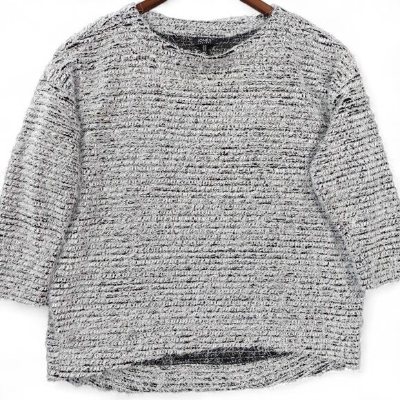 Jones New York Sweater Womens 2X Gray Eyelash Boucle Knit Pullover 3/4 Sleeve - Picture 1 of 9